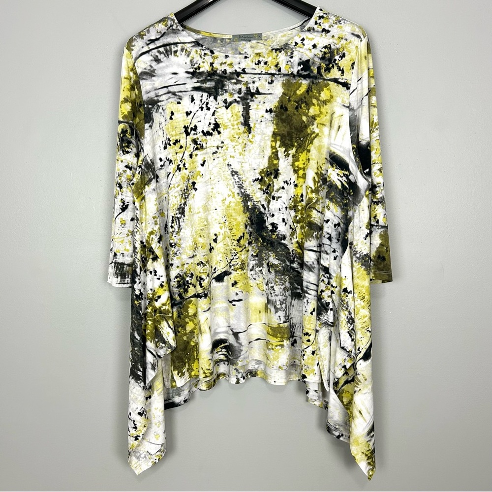 Chalet et Ceci Abstract Print Tunic Top Women’s Size 1X Bohemian Art to Wear